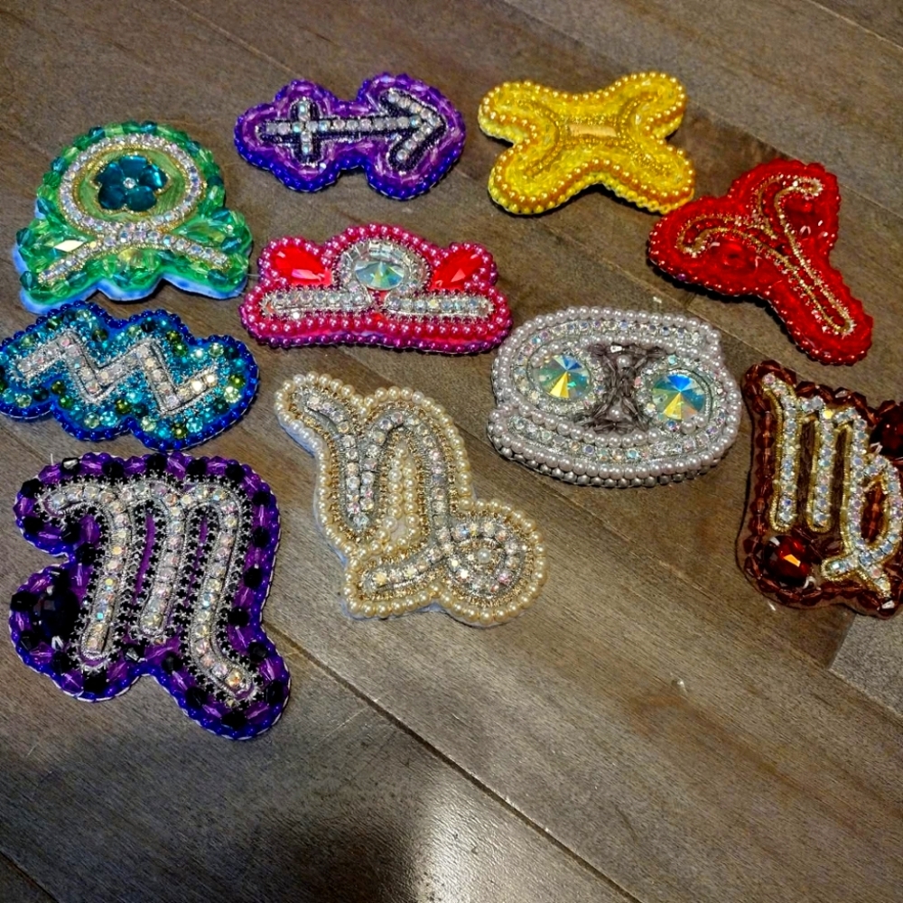 Colorful Beaded Zodiac Brouches